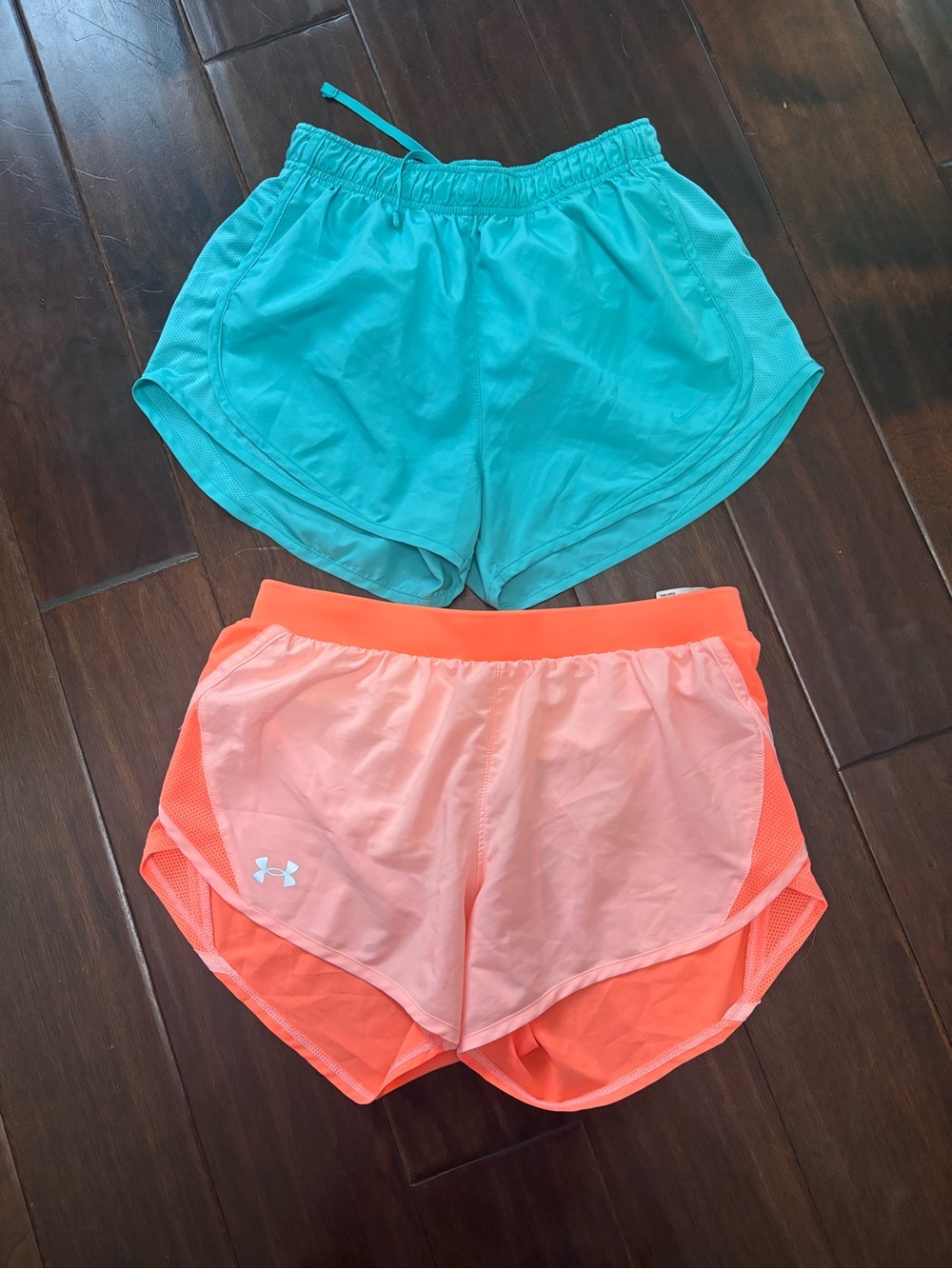 Under Armour & Nike Women's Coral & Teal Athletic Shorts - 2-Pack